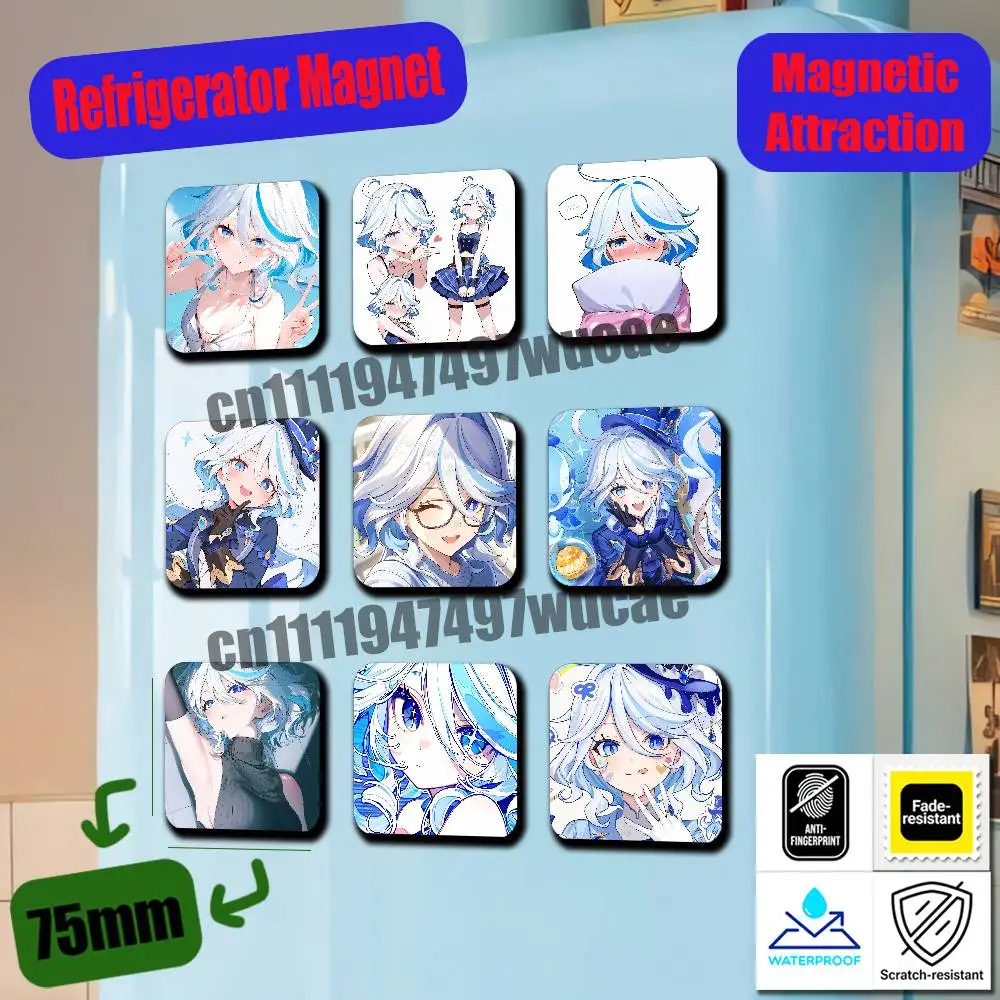 For Furina Genshin Impact Fridge Magnets Freezer Metal Cabinet Custom Refrigerator Magnetic Card Case