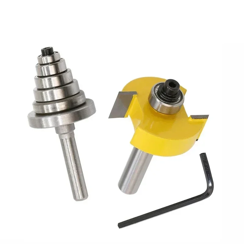 

2PCS 1/4 Shank Rabbet Router Bit with 6 Bearings Set Adjustable Tenon Cutter Cemented Carbide Woodworking Bits