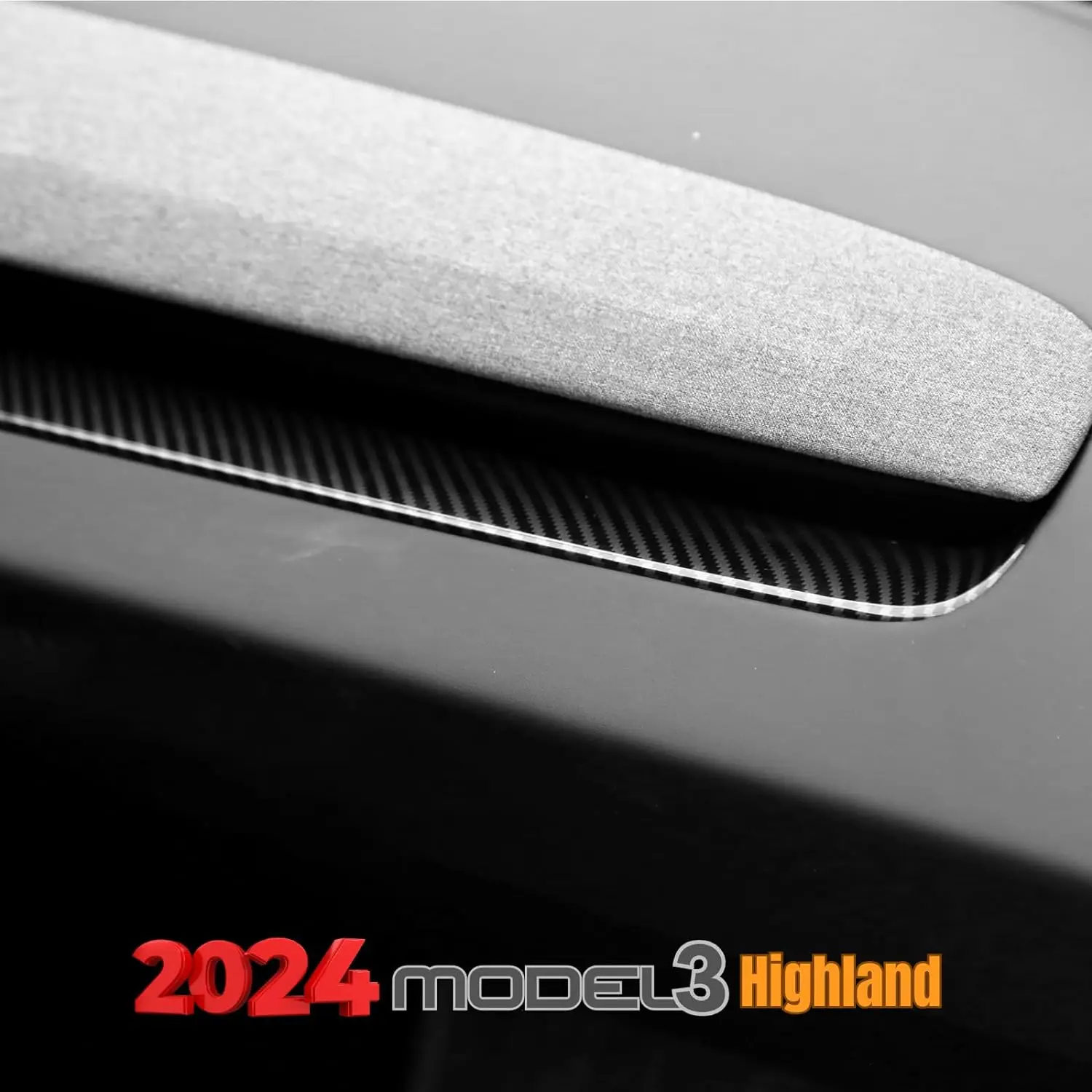 For Tesla Model 3 Highland 2024 Dashboard Cover and Front Strip Cover, Carbon Fiber Dashboard Trim Wrap Panel Protector