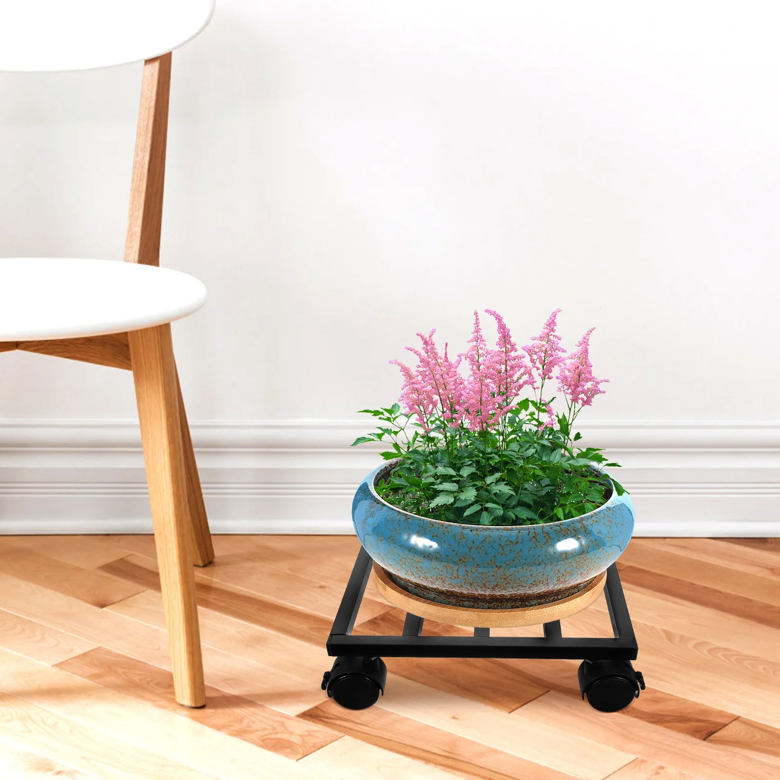 Base de soporte de flores de alta resistencia con ruedas, muñeca de planta rodante de hierro para jardín, uso interior y exterior, Base de planta