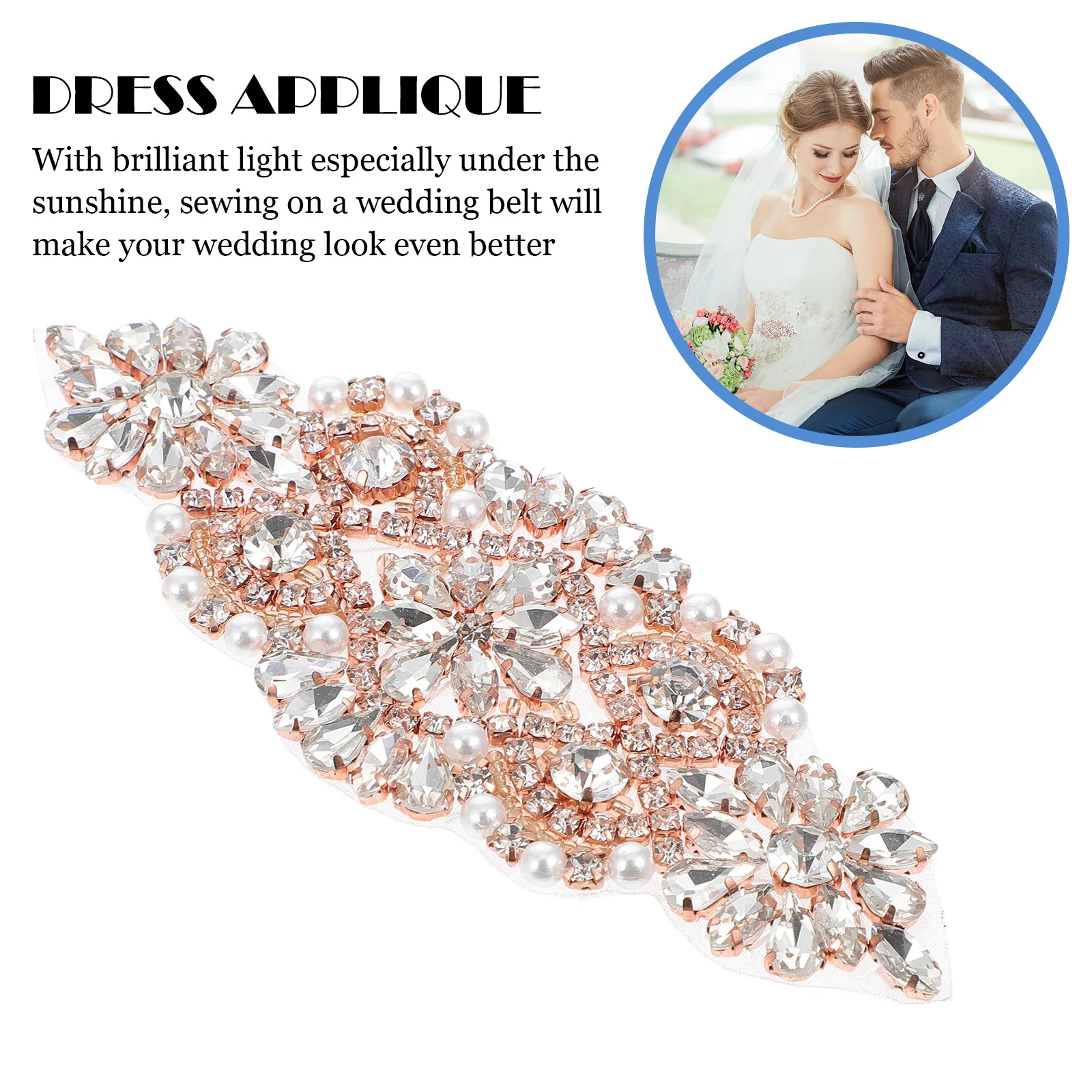 

Water Rhinestone Belt Applique Shiny Pearl Embellishment For Wedding Dress Bridal Sash Diy Clothing Craft Garment