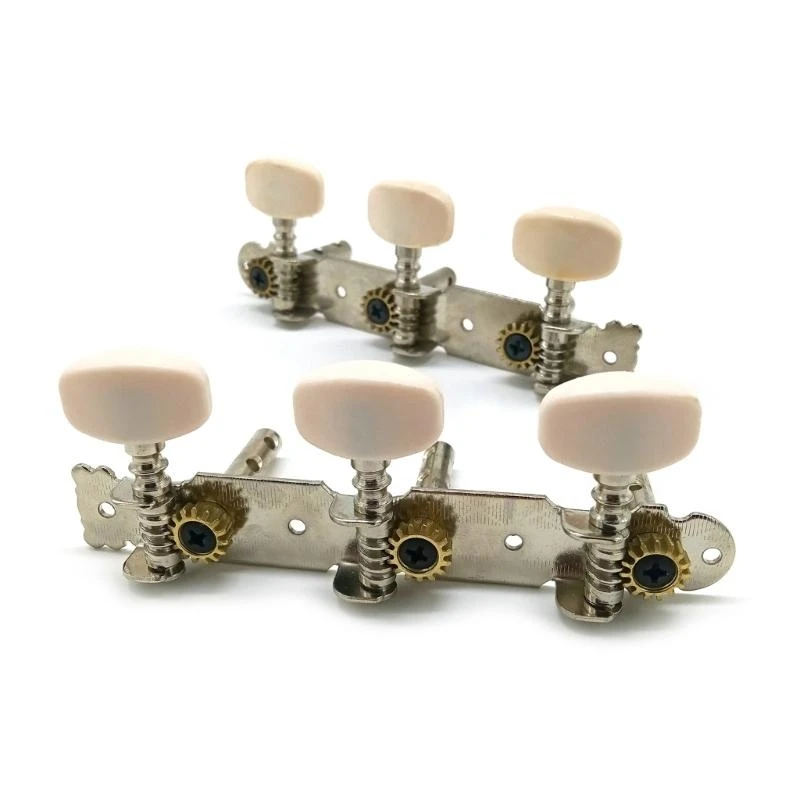 Q39E Classical Guitar Tuning Pegs Chrome Plated Machine Heads Tuning Keys Tuners Single Hole for Classical Guitar 1L 1R