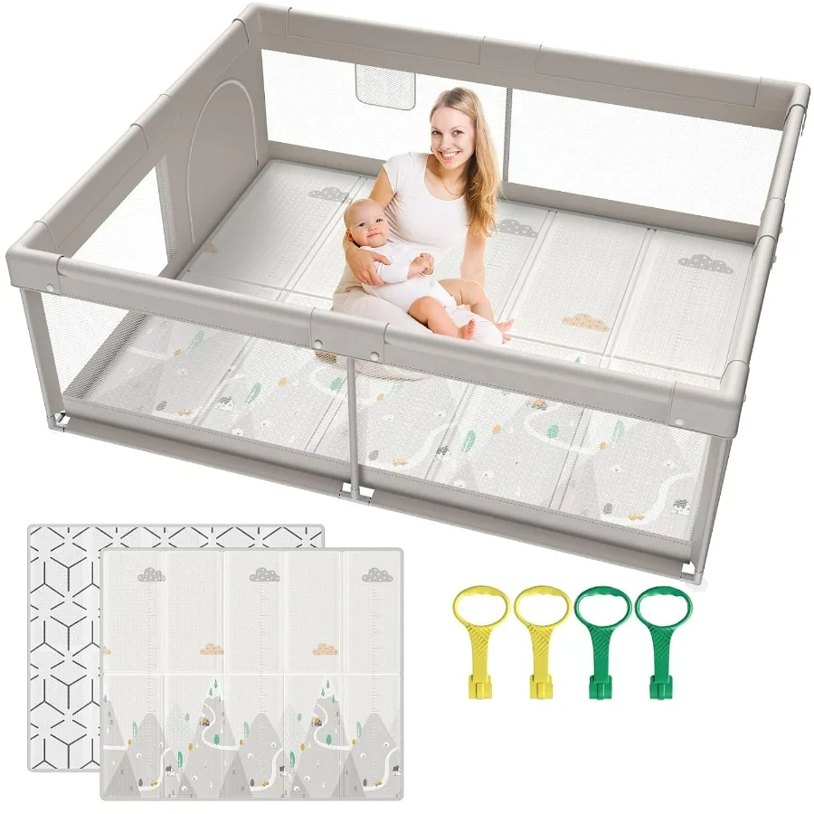 Box per bambini da 71,59 pollici con matPlaypen per neonati e bambini piccoli Penna da gioco grande per penna da gioco per neonati e bambini piccoli