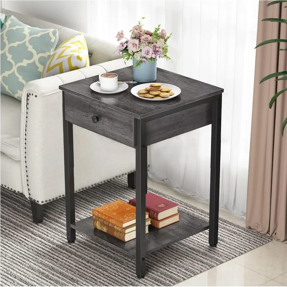 

Nightstand Modern End Table Side Table with Drawer Wood Night Stand Bedside Table for Bedroom, Living Room