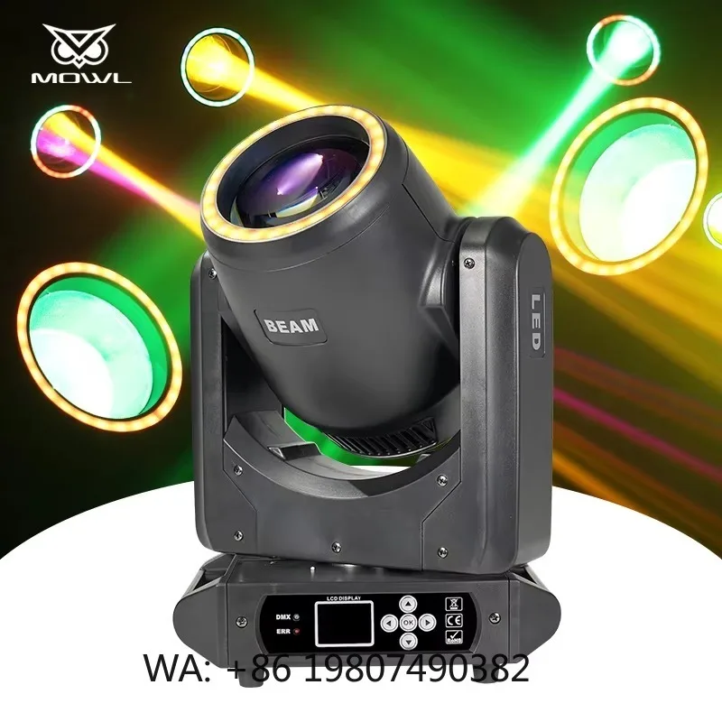 150W DMX512 LED Beam Moving Head Projection Light Halo Ring Built-in Effect for DJ Bar Show Stage Ambient Lighting