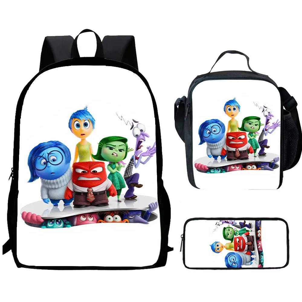 

Cartoon Inside Out Child School Backpack With Lunch Bags Pencil Bags For Age 4-9,Light Weight Child School Bags For Boys Girls