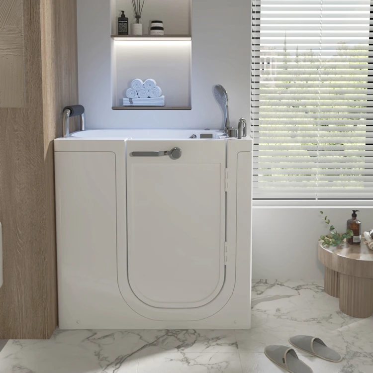 Mini Air Jetted Walk-In Bathtub Right Drain Configuration Elderly Walk In Tub With Seat