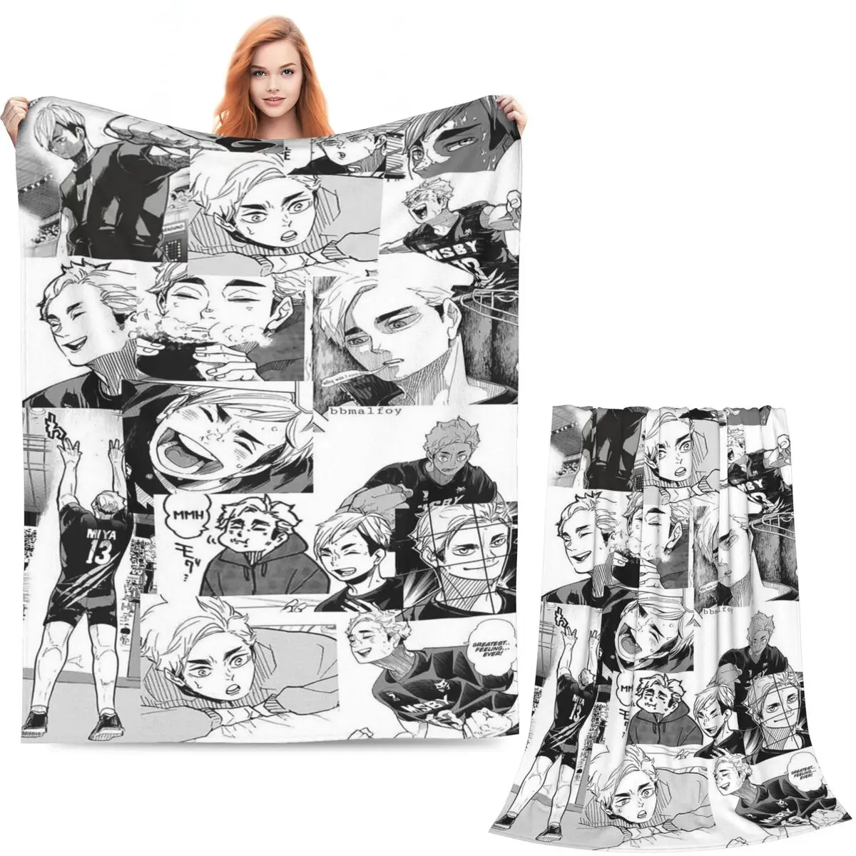 Haikyuu Anime Sakusa Kiyoomi And Atsumu Manga Blankets Soft Warm Flannel Throw Blanket Plush for Bed Picnic Travel Home Sofa