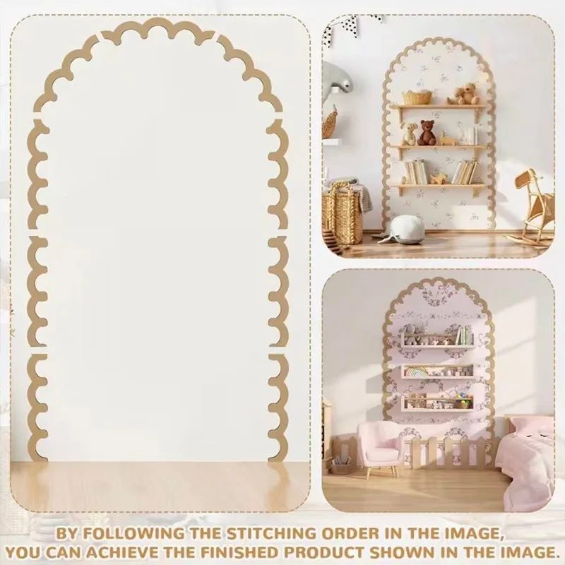 Wood Wall Arch Decor DIY Scalloped Arch Wooden Wall Frame Kids Room Decor Photo Display Border Trim Frame Scalloped Crafts