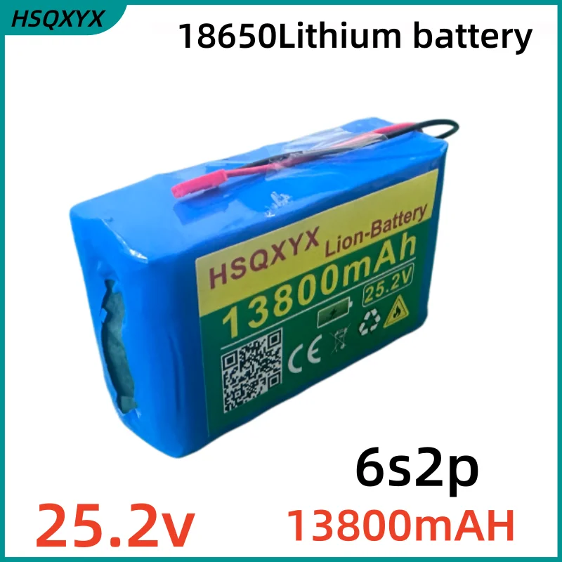 

6S2P 13.8Ah 18650 Lithium Battery Pack 24V Battery with BMS for Electric Bicycle Moped Optional plug + 25.2V 2A charger