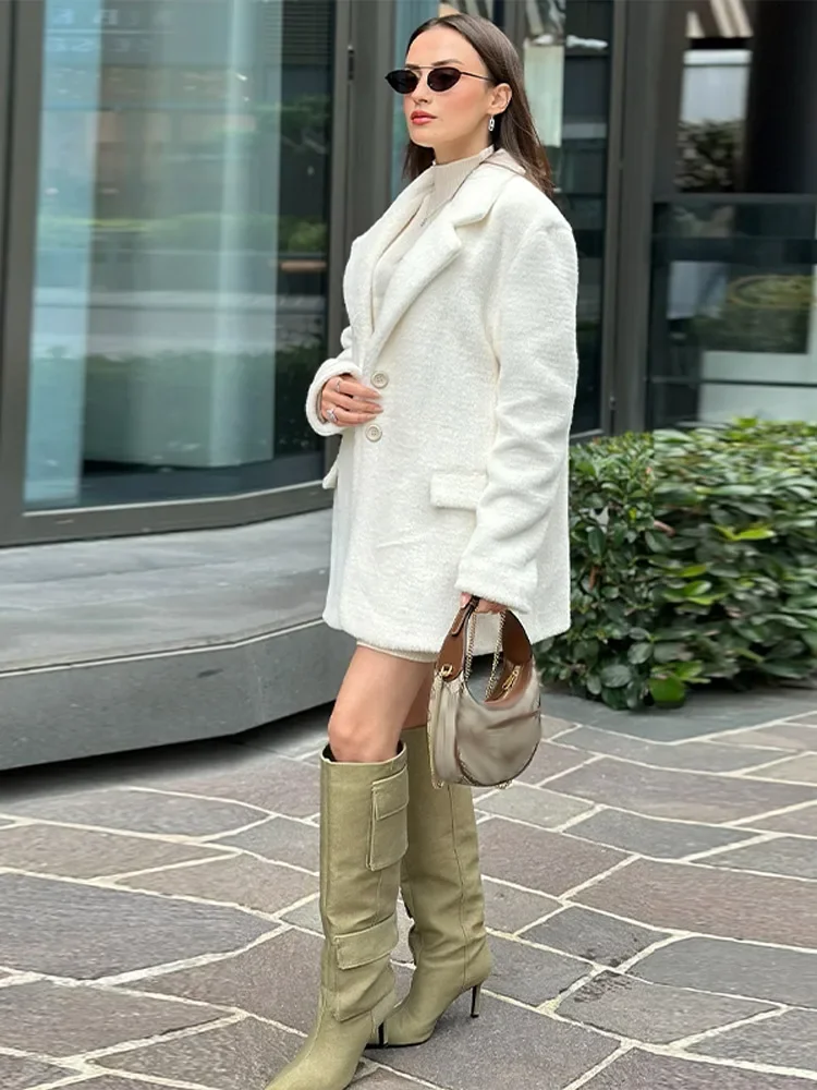 

Faux Fur Women's Blazers Fashion Straight Long Sleeve Solid Slimming Coats 2025 New Autumn Fashion Casual Streetwear Outerwears