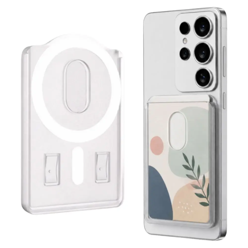 

Transparent For MagSafe Card Sleeve Shockproof 2 Card Slots Magnetic Stand Card Holder Lightweight for iPhone, Samsung