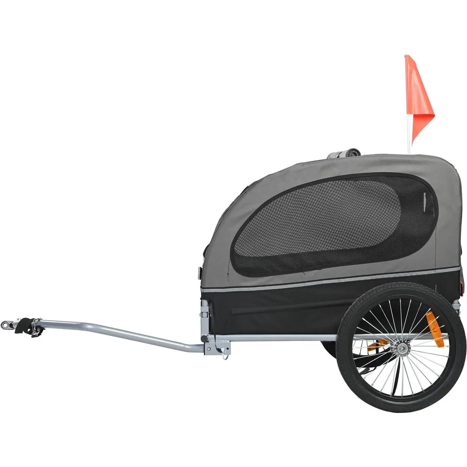 Dog Bike Trailer, Supports up to 88 lbs, Pet Cart Bicycle Carrier, Easy Folding Frame with Quick Release Wheels, Universal Bicycle Coupler, Reflectors, Flag, Collapsible to Store, Black/Gray - view 6