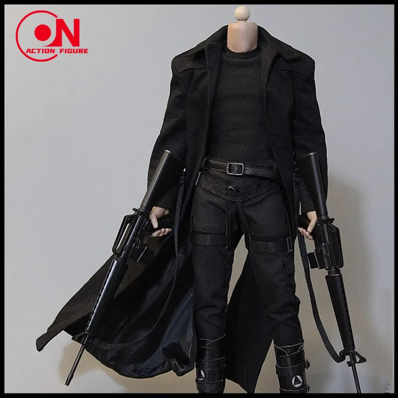 DAFTOYS F022 1/6 Male Soldier Clothing Fashion Trend Ultra Long Black Trench Coat Killer Attire Fit 12'' Action Figure Body DIY