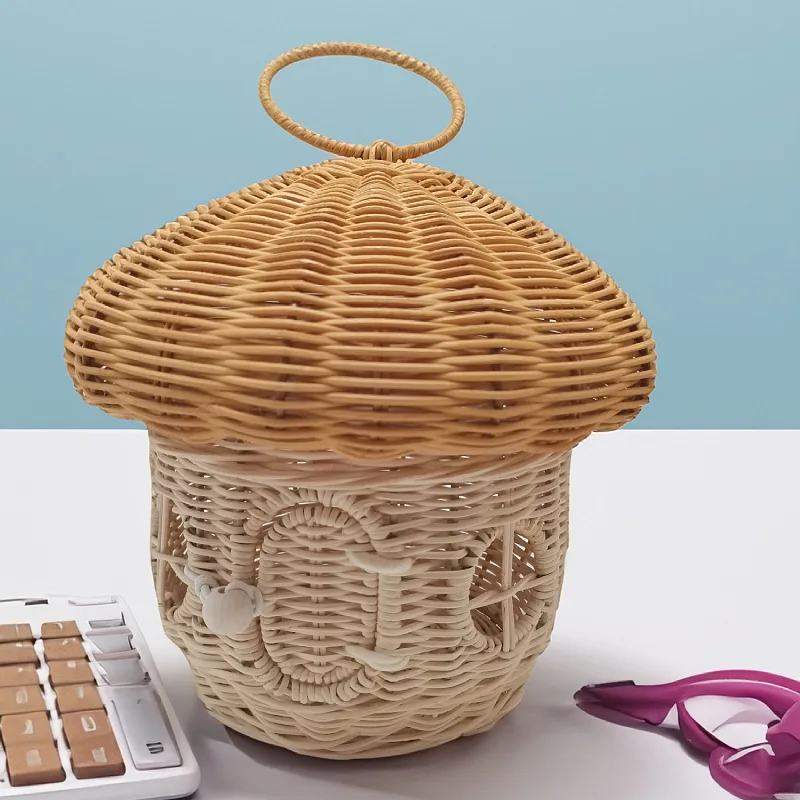 

Mushroom handbag Mushroom storage box Handmade rattan children's toy candy basket Woven storage basket Photography props