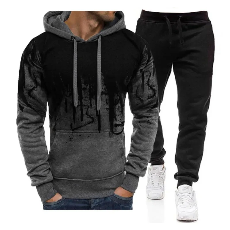 Autumn Winter Trending Tracksuits Men Camouflage Hoodie + Pant 2 Piece Set Sports Wear 3d Ink Jogging Suits