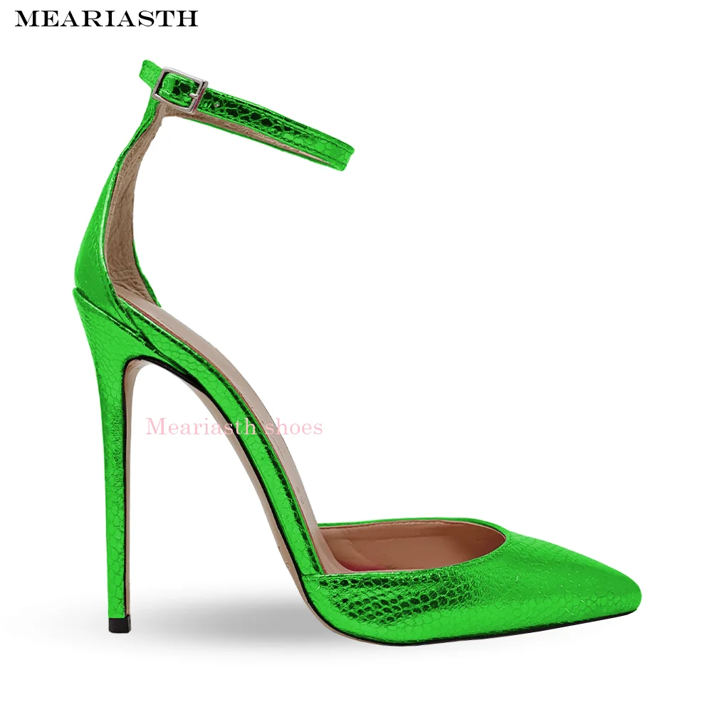 

Pointed Toe Strappy High Heels Women Summer New in Chic Sexy Colorful Leather Pumps Big Size Designer Party Shoes on Offer