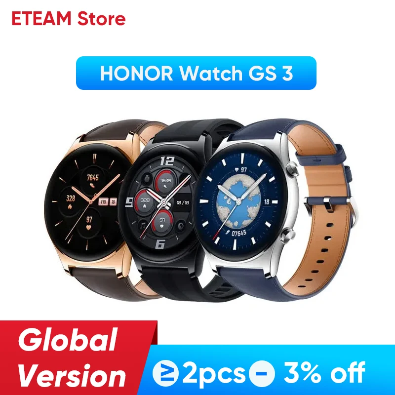 NEW HONOR Watch GS 3 Smart Watch 8 channel GPS Accurate Heart Rate Blood Oxygen Monitor Engine All-weather AMOLED Screen GS3