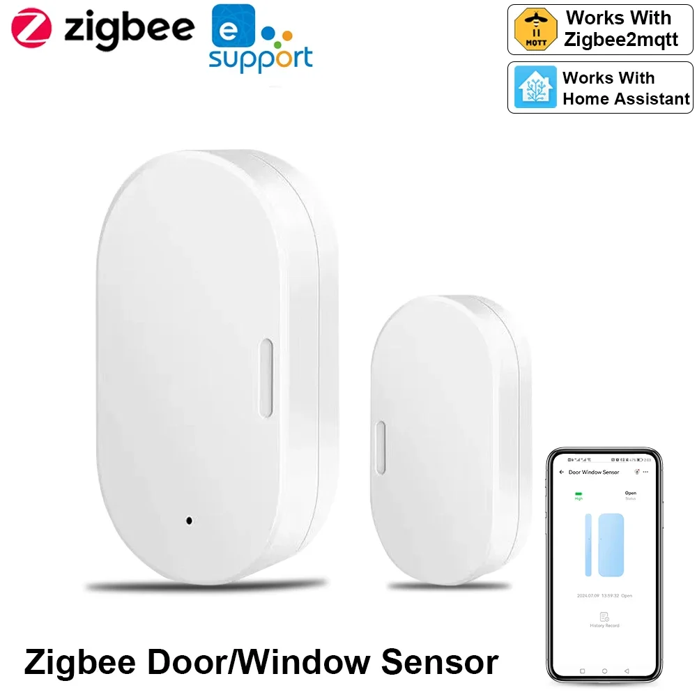 

Датчик двери Ewelink Zigbee, беспроводной магнитный детектор сигнализации для открытия и закрытия окна, работает с Zigbee2MQTT Alexa Google Need Gateway
