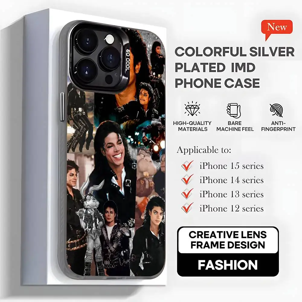 Casing Ponsel Singer M-Michael J-Jackson Untuk iPhone17,16,15,14,13,12,11,Mini,Pro,MAX,plus, Hitam Matte Anti Benturan