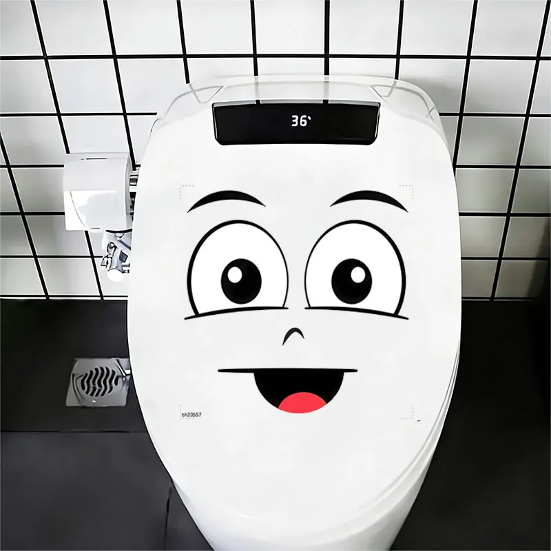 1Pc Fun and Creative Emoticon Toilet Wall Sticker, with a Cute and Sweet Smiley Face Design, Suitable for Toilet Seats, Bathroom Glass, Washbasins, Refrigerators, Furniture, Desks, Cabinets, Doors and Windows, and Wall Decals. Fun and Attractive Stickers That Are Practical and Easy to Use, Creating a Warm and Fun Space. a Creative and Thoughtful Gift for Family, Friends, and Loved Ones