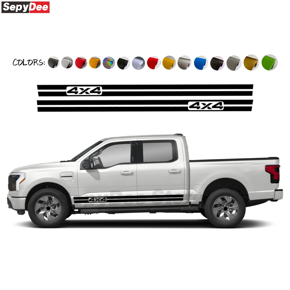 2Pcs Car Door Side Stripe Stickers for Ford F-150 F150 4X4 Graphic Body Rocker Panel Vinyl Film Decal 2020-2025