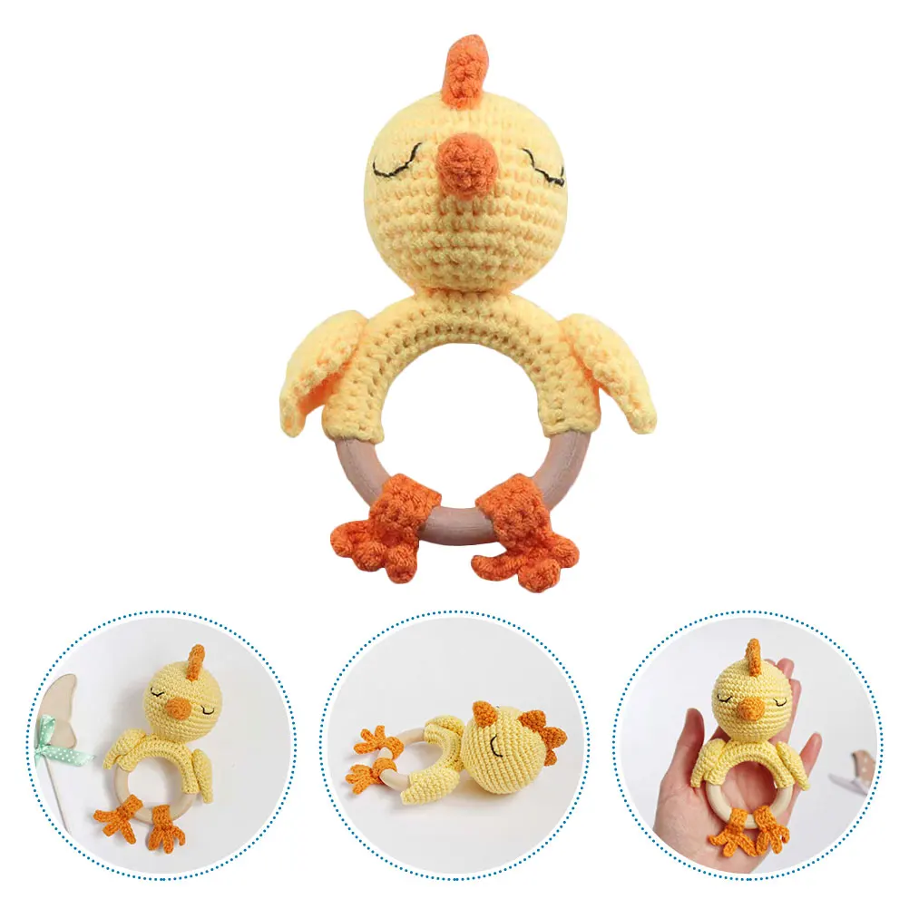 

Wooden Handbell Creative Infant Baby Molar Toys Weave Handheld Lovely