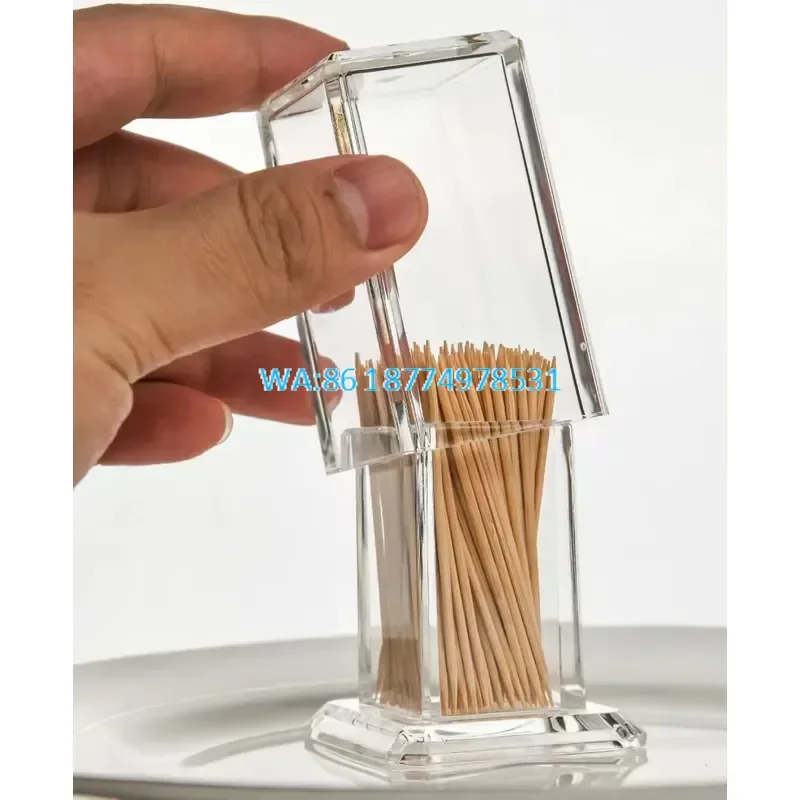 Wmwmnu Bamboo Disposable Round Square Toothpick Container for Restaurant Kitchen Table Party Use