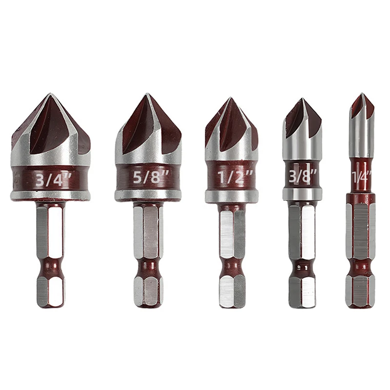 Hole Opener Chamfer Drill Bit Hex Shank Woodworking Chamfering Tool 82° Countersink Precise Multi-Size Countersink Bits