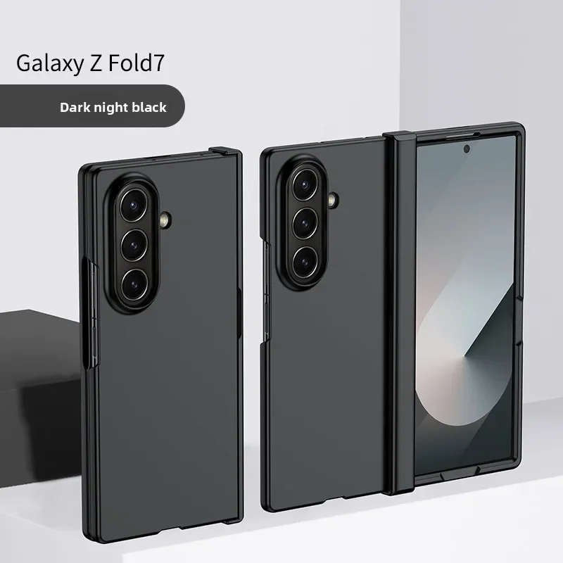 Coque rigide PC Texture peau pour Galaxy Z Fold 7 6 5 4 3 - Protection complète de charnière, anti-rayures, couvercle d'objectif surélevé