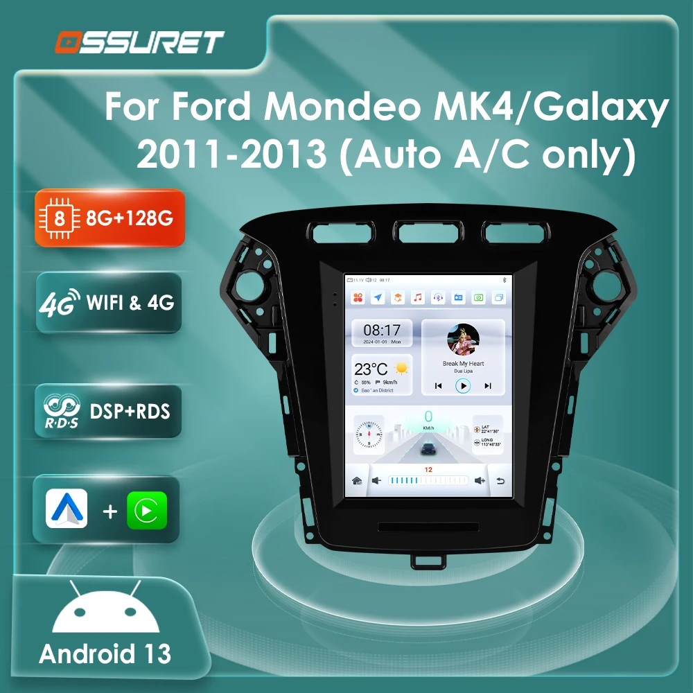 9,7-Zoll-Android-13-Autoradio für Ford Mondeo mk4 Galaxy A/C 2011 2012 2013 Multimedia-Player 7862 Carplay GPS Stereo Audio Bildschirm