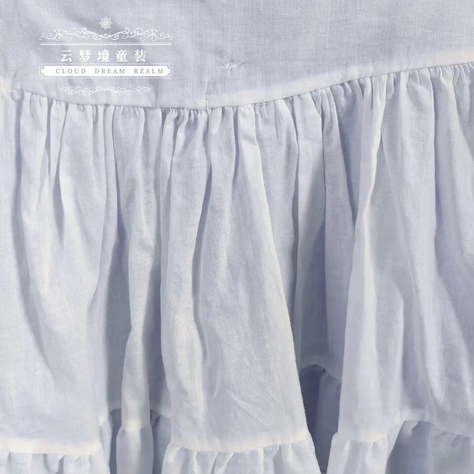 Sommerliches Hellblaues Babykleid mit Feiner Blumenstickerei, Spitze, Peter-Pan-Kragen und Mehrlagigem Rock - Kleinkind Prinzessinnen-Lolita-Kleid – Detail 5