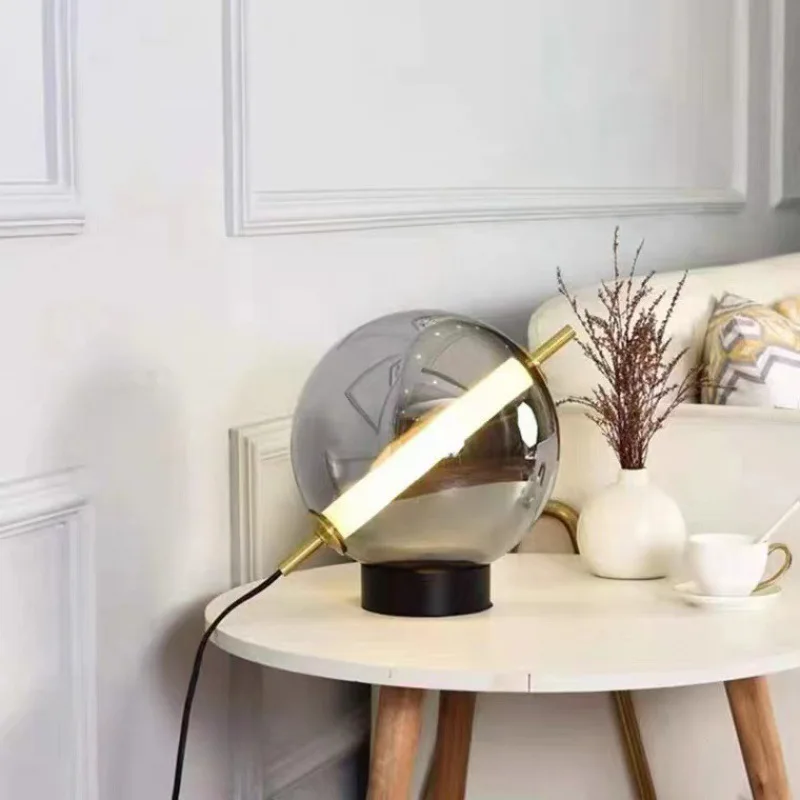 Modern Glass Table Lamp Nordic Minimalist Living Room Art Personality Designer Creative Study Bedroom Bedside LED Desk Light
