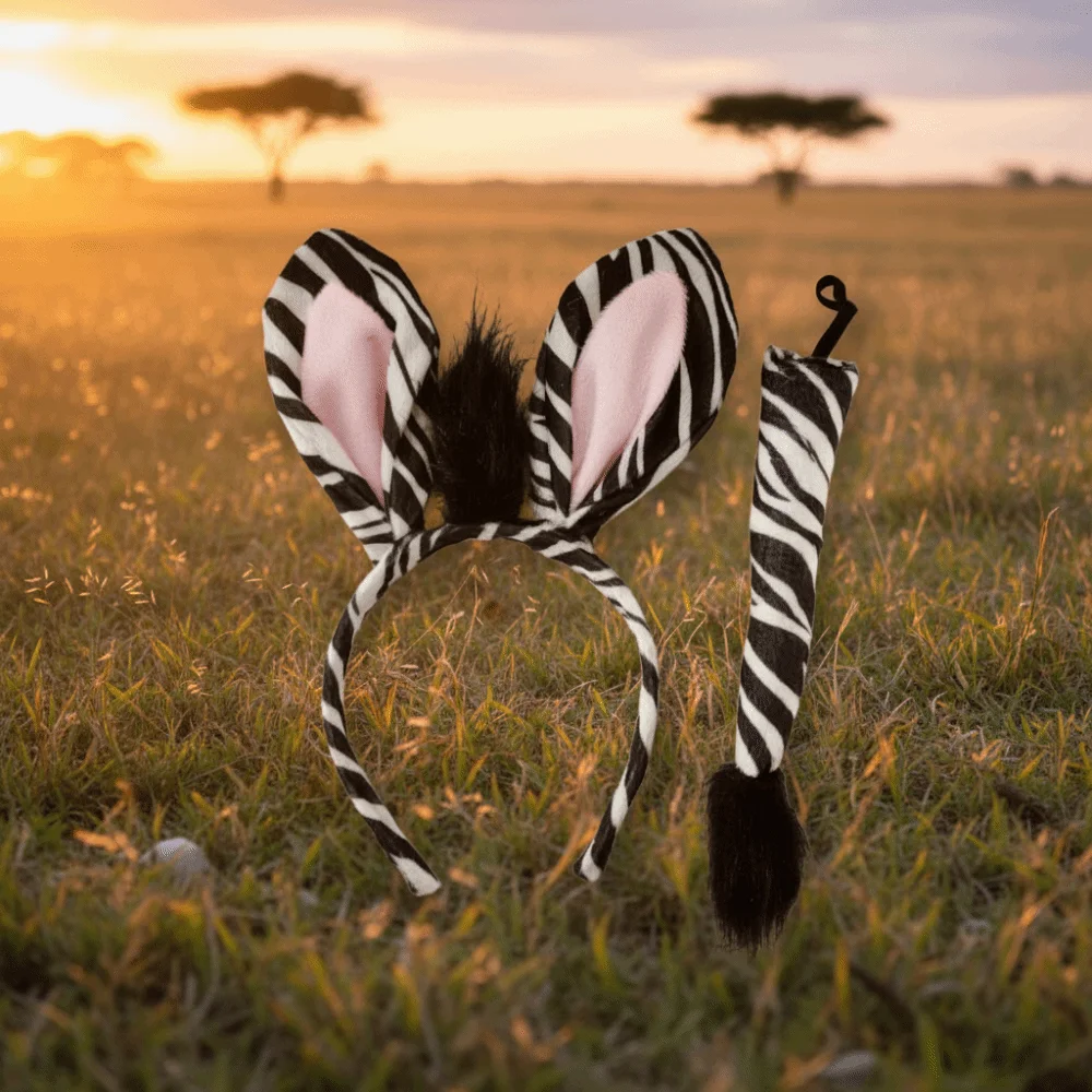 Cute Zebra Headband Set Funny Unique Animal Costume Props Kids Wearable Performance Props Beast Ear Headband Birthday Party