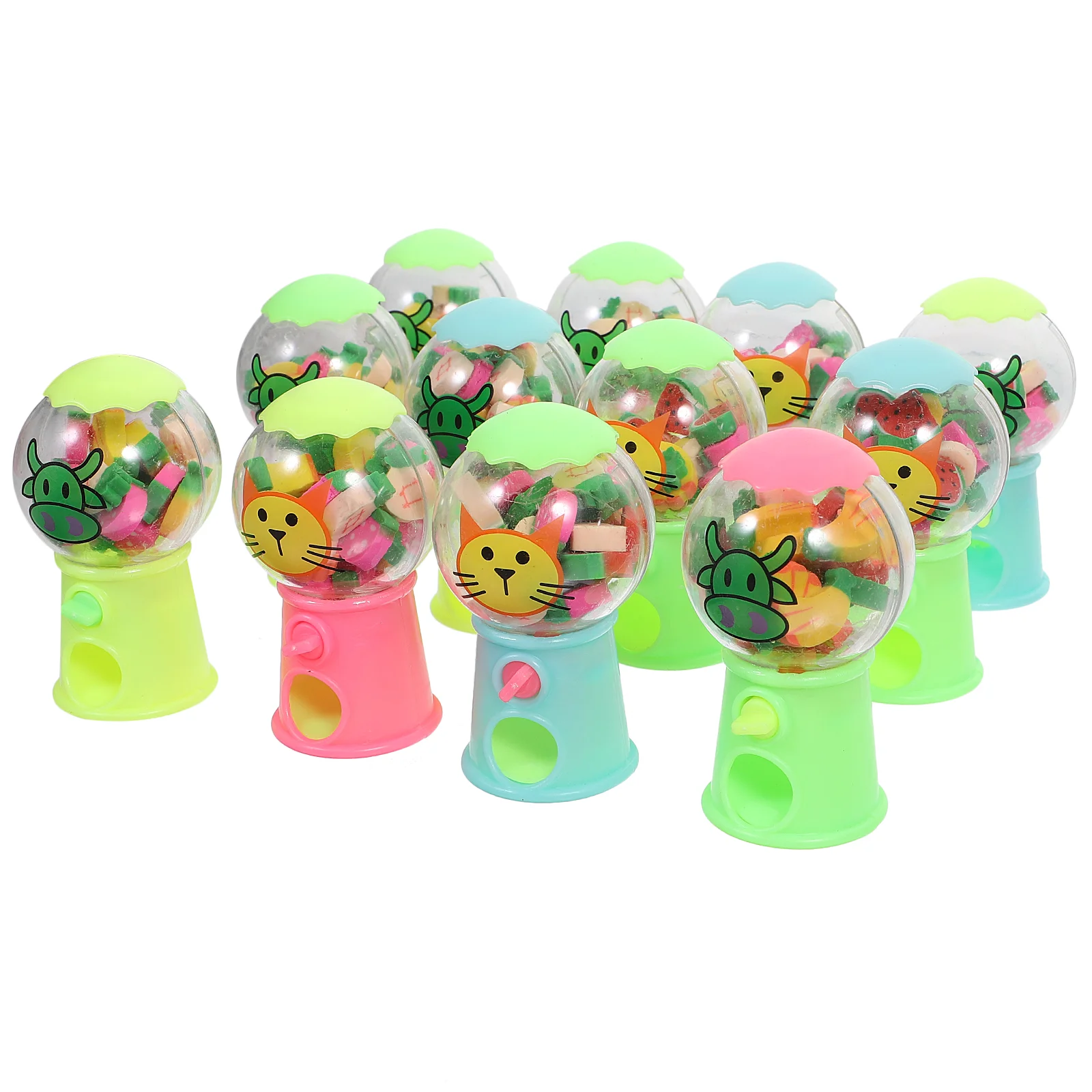 12 Pcs Pencil Small Rubber Gashapon Child Children’s Toys Coin Plastic Children's Eraser Dispenser