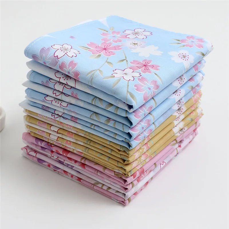 

12 шт., женский носовой платок с принтом, полотенце для слюны, портативное розовое квадратное свадебное принадлежности в стиле ретро, 43*43 см