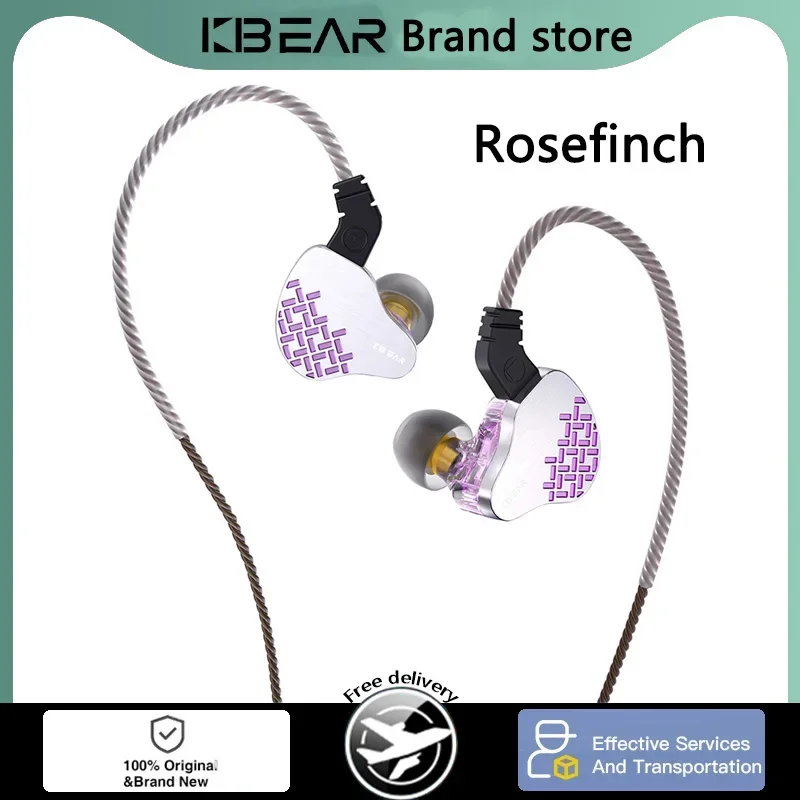 

100% Original KBEAR Rosefinch Dynamic Earbuds Hi-Res HiFi Stereo Surround Music Headsets in-Ear Sport Game Streaming 2m Wire