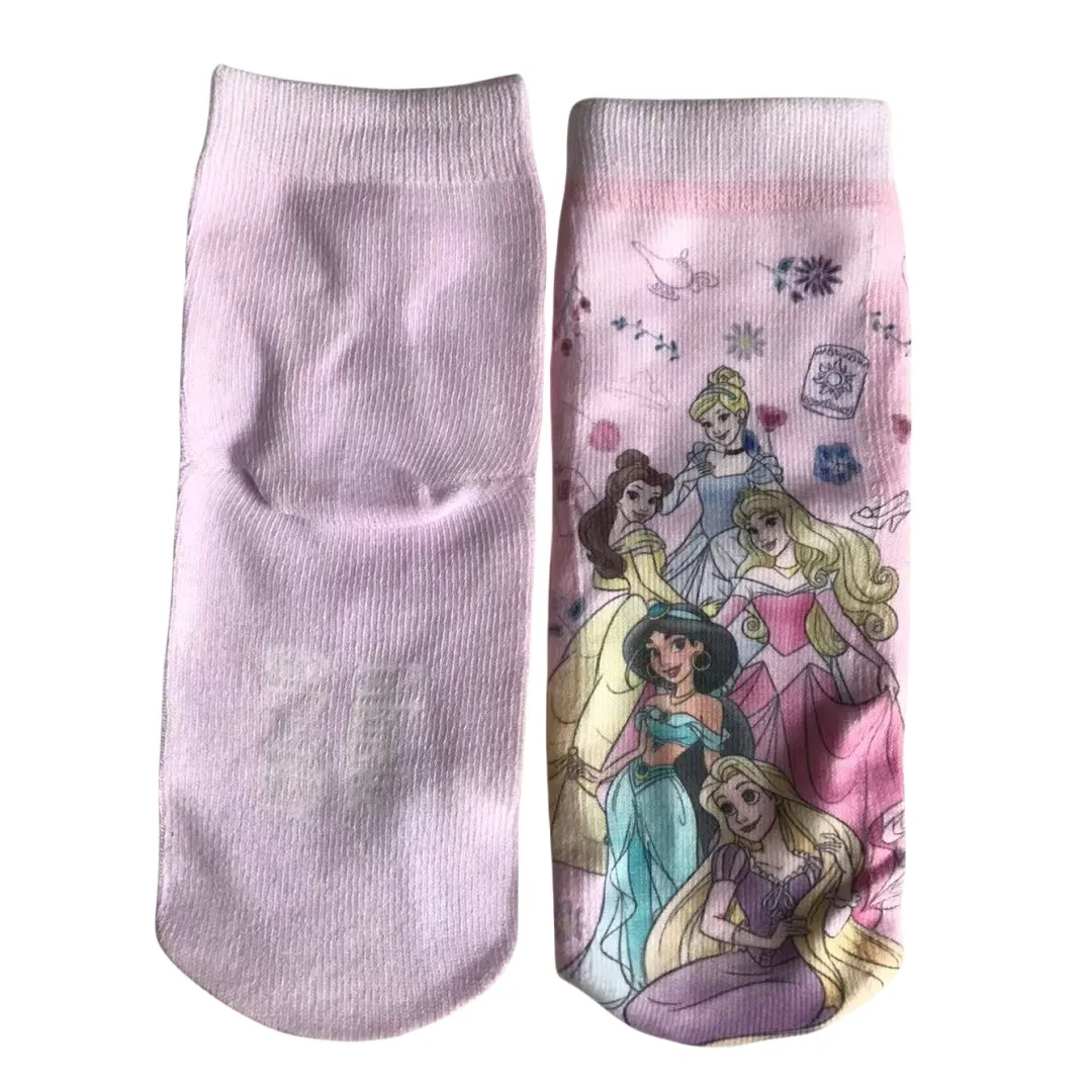 MINISO الأميرة الجوارب مجموعة ملونة آنا إلسا حورية البحر تصميم لطيف الاطفال الأحذية للفتيات حجم 15-20 سنتيمتر 4 زوج/وحدة للأعمار 3-8