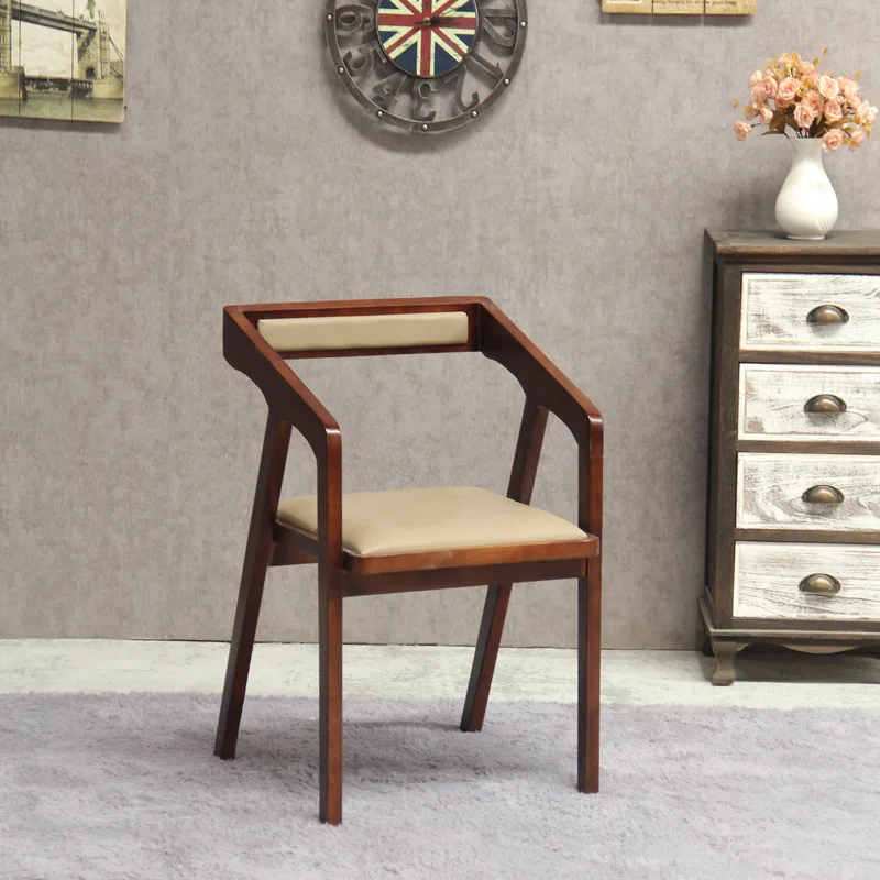 Nordic solid wood dining American retro computer simple leisure cafe office chair book chair