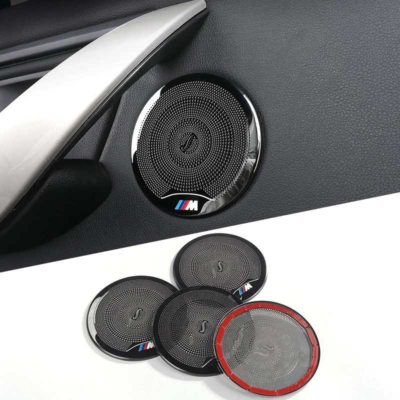 4PCS Car Door Audio Speaker Cover For BMW X3 G01 X4 G02 F30 F32 F33 F36 3GT Stainless Steel Door Loudspeaker Protective Stickers