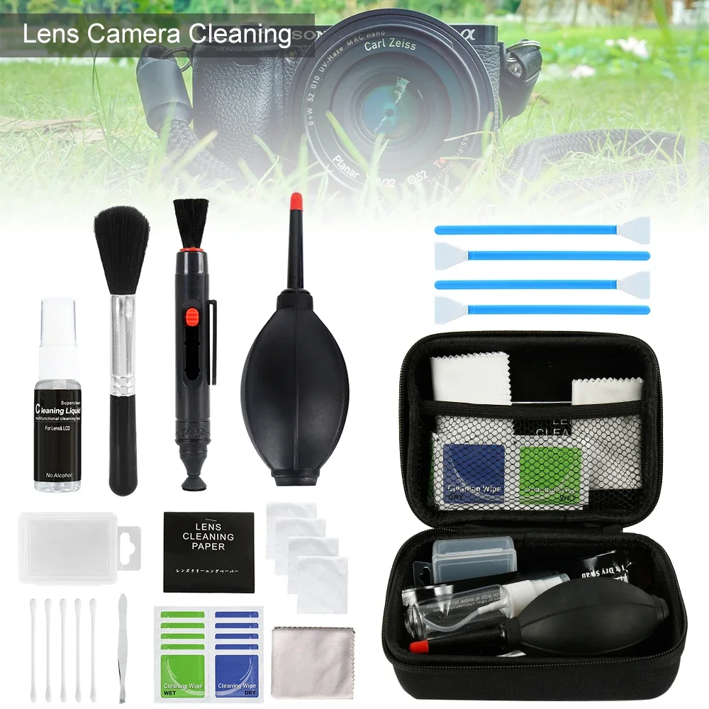 Camera Lens Cleaning Kit Professional Scratch Free Electronics Cleaning Tool Set with Air Blower Cleaning Brush Wipes Tweezers