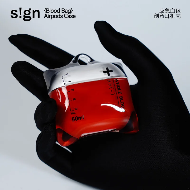 Bloedpakketten voor noodgevallen-S! Origineel Gn-product - Drip Bag-hoofdtelefoonhoesje - Origineel hoofdtelefoonhoesje Apple Airpods Vloeibare siliconen Hi