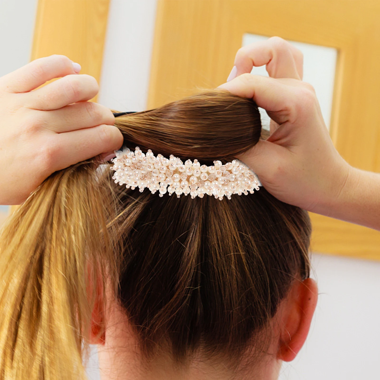 

3pcs Bun Maker For Women Rhinestone Styling Tool Glitter Bun Shaper Donut Wrap Thick Thin Hair Decorative Braid Tool Hair