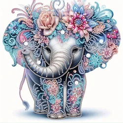 DIY Elephant and flowers 5D Special Shape Diamond Art Kits for Beginners,Diamond Art Painting Kits for Home Wall Decoration Gift