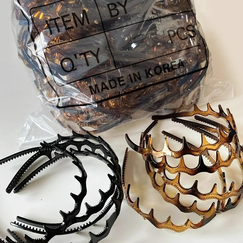 Корейские коричневые волнистые повязки на голову для женщин, нескользящие ленты для волос с леопардовыми зубцами, спортивные повязки для мытья лица для девочек, аксессуары для волос