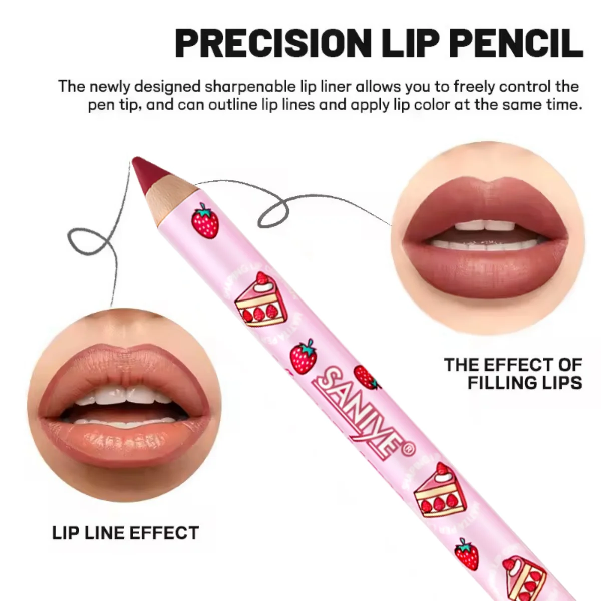 ลิปสติกเนื้อแมท 1 ชิ้นและปากกาลิเนอร์, กันน้ำ, ติดทนนาน, ไม่ติด, เบอร์รี่เฉดสีสำหรับทุกสภาพผิว, ดินสอแต่งหน้าสำหรับผู้หญิง