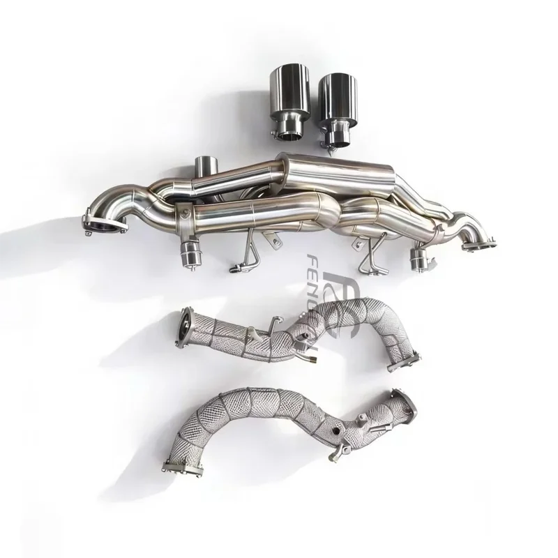 Full Valved Catback Exhaust System with Downpipe for Porsche 718 GT4 4.0L Optimized Turbo Response Smooth Flow Design