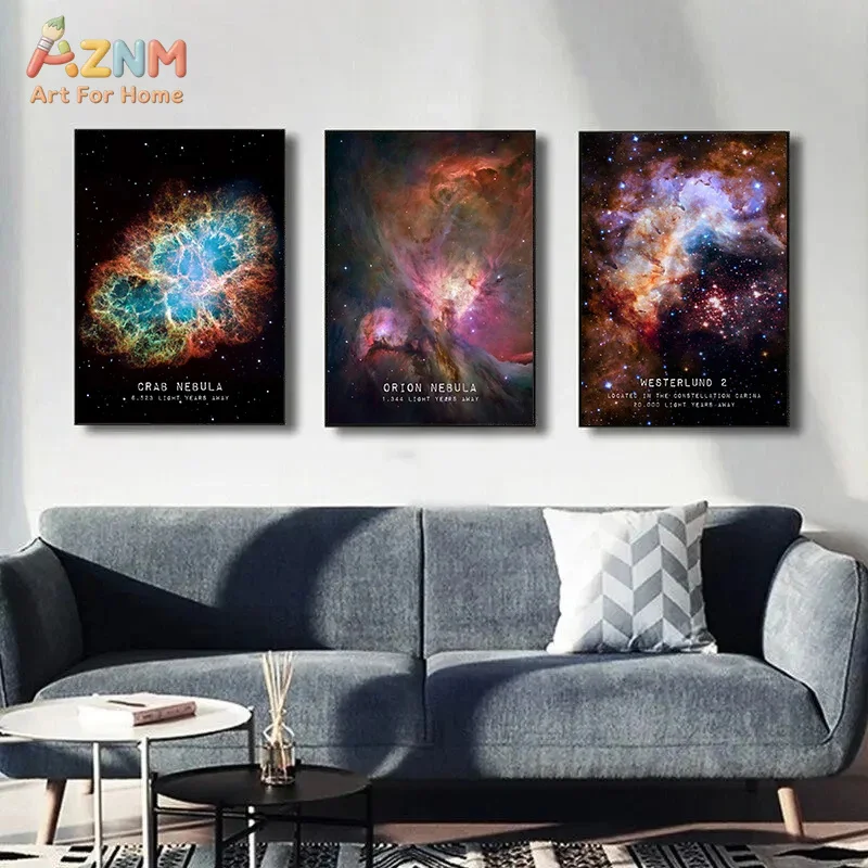 Neutral Woodland Space Animal Canvas Poster Watercolor Astronaut Bear Hot Air Balloon Print Baby Boy Nursery Wall Decor Unframed