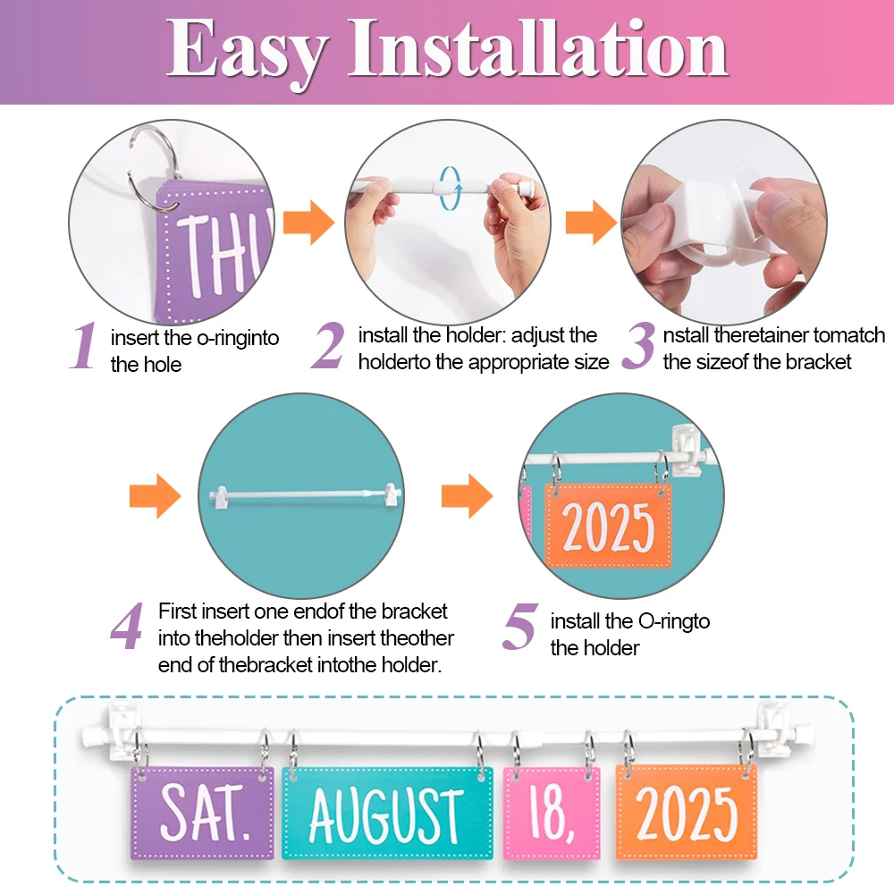 مجموعة لوحة إعلانات تقويم قابلة للطي بألوان قوس قزح مع حامل، حامل تقويم قابل للتعديل يتضمن 54 بطاقة تاريخ لديكور المنزل في الفصل الدراسي
