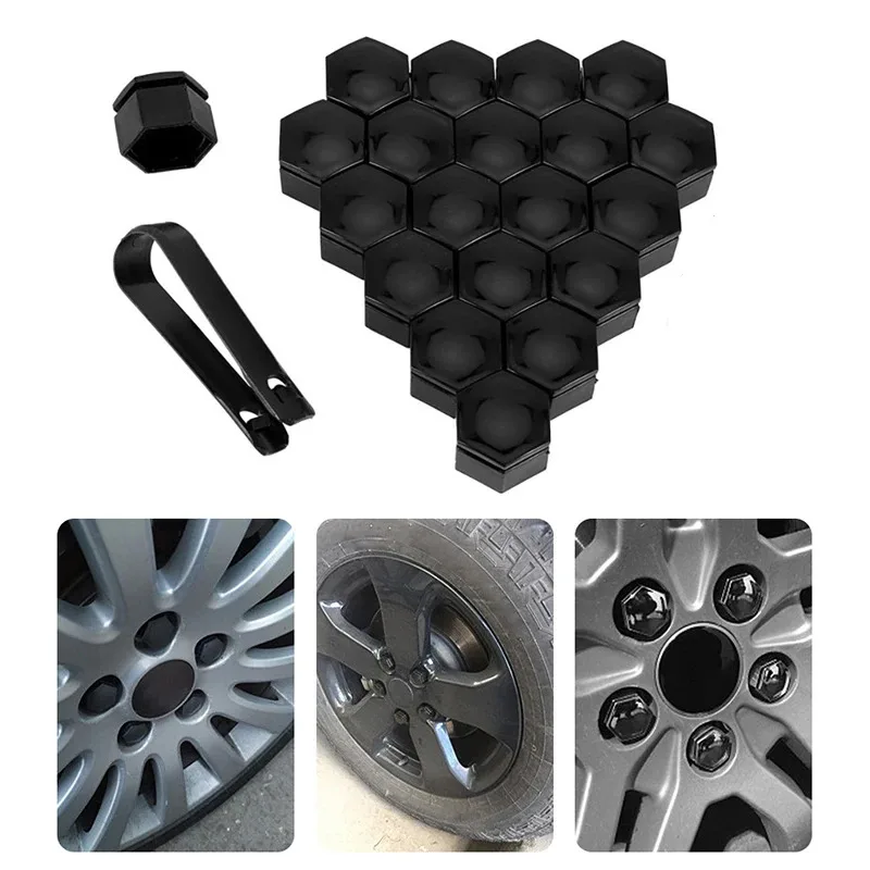 20/40/60/80Pcs Car Wheel Lug Nut Covers Bolt Caps 17/19/21mm Anti-Rust Dust Hexagon Auto Tyre Hub Screw Exterior Protection Caps